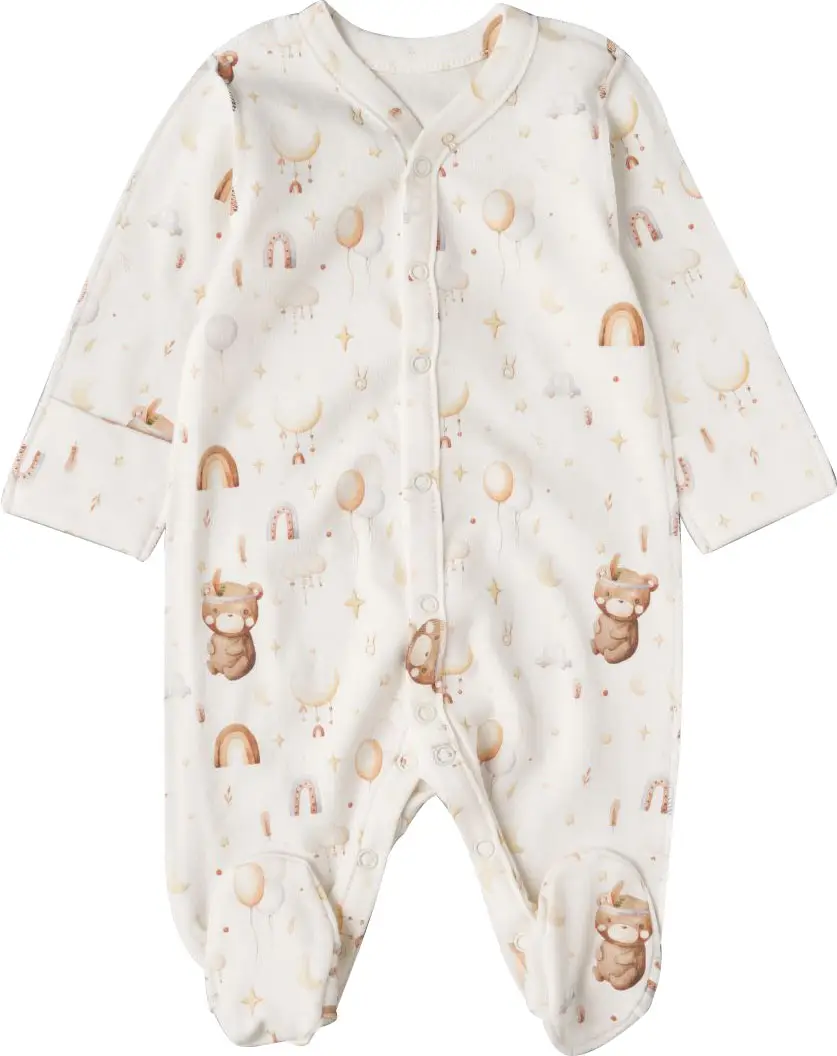 Комбинезон на кнопках Мишка индеец Little Star, рост 74 см,  интерлок, цвет крем, арт. 30032 