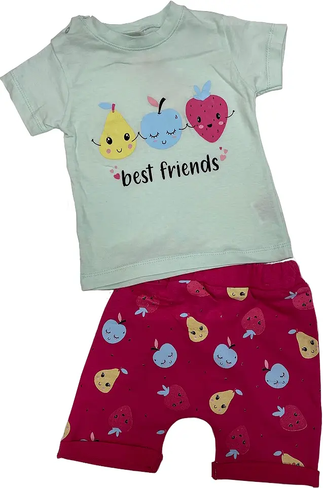 Комплект футболка с шортами YM-5100.061 бирюза-фуксия 6 месяцев