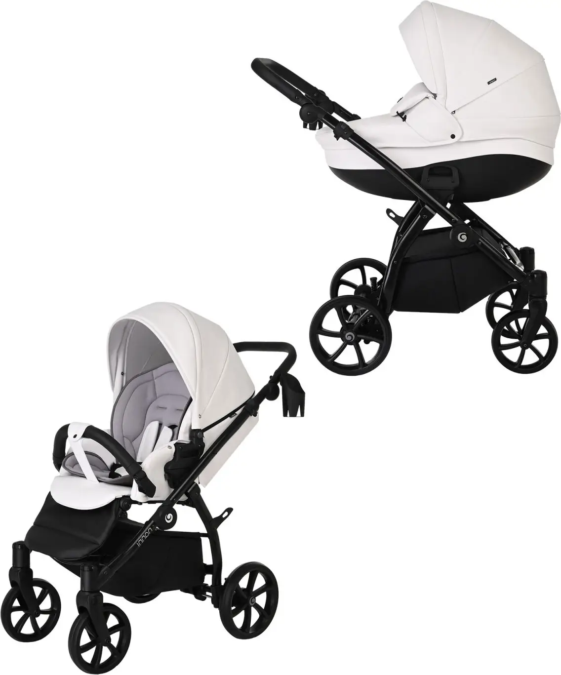 Коляска 2 в 1 Tutis Nanni короб прогулка, Кожа White