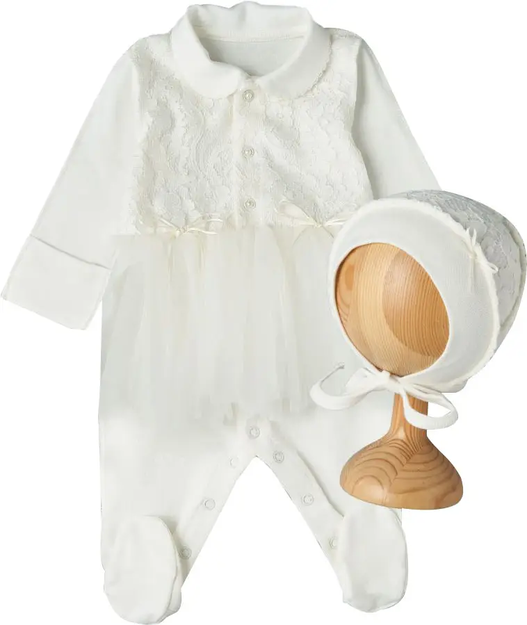 Комбинезон с юбочкой и чепчик Мелания, крем, р. 62, арт. 3362