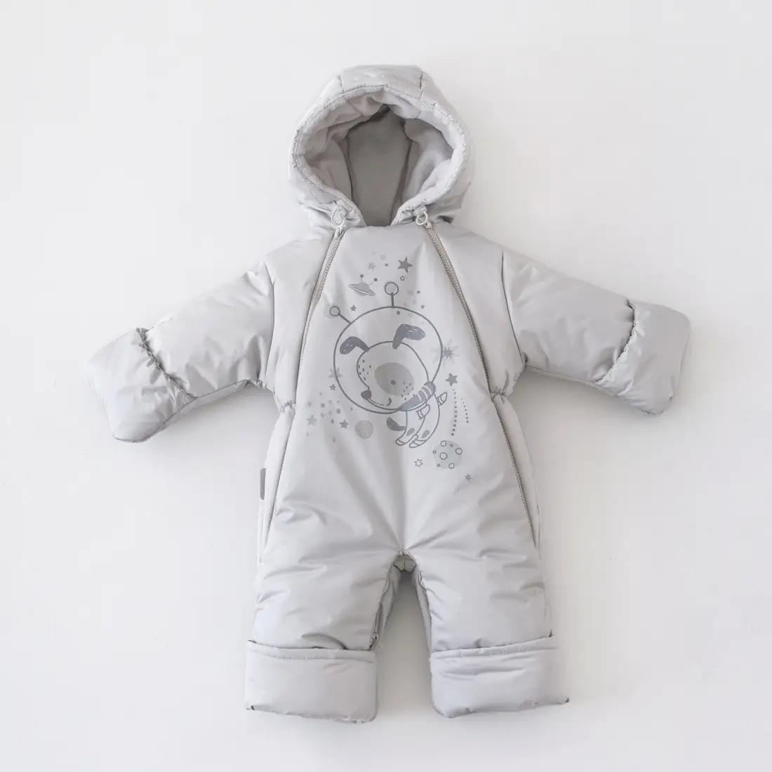 Комбинезон-трансформер KiDi Просто Космос, с отворотами, 3 сезона, серый 20-22, 62-74 см