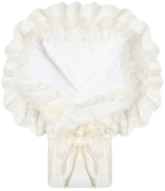 Фотография товара Конверт-одеяло на выписку Luxury Baby Милан молочный с молочным кружевом айвори