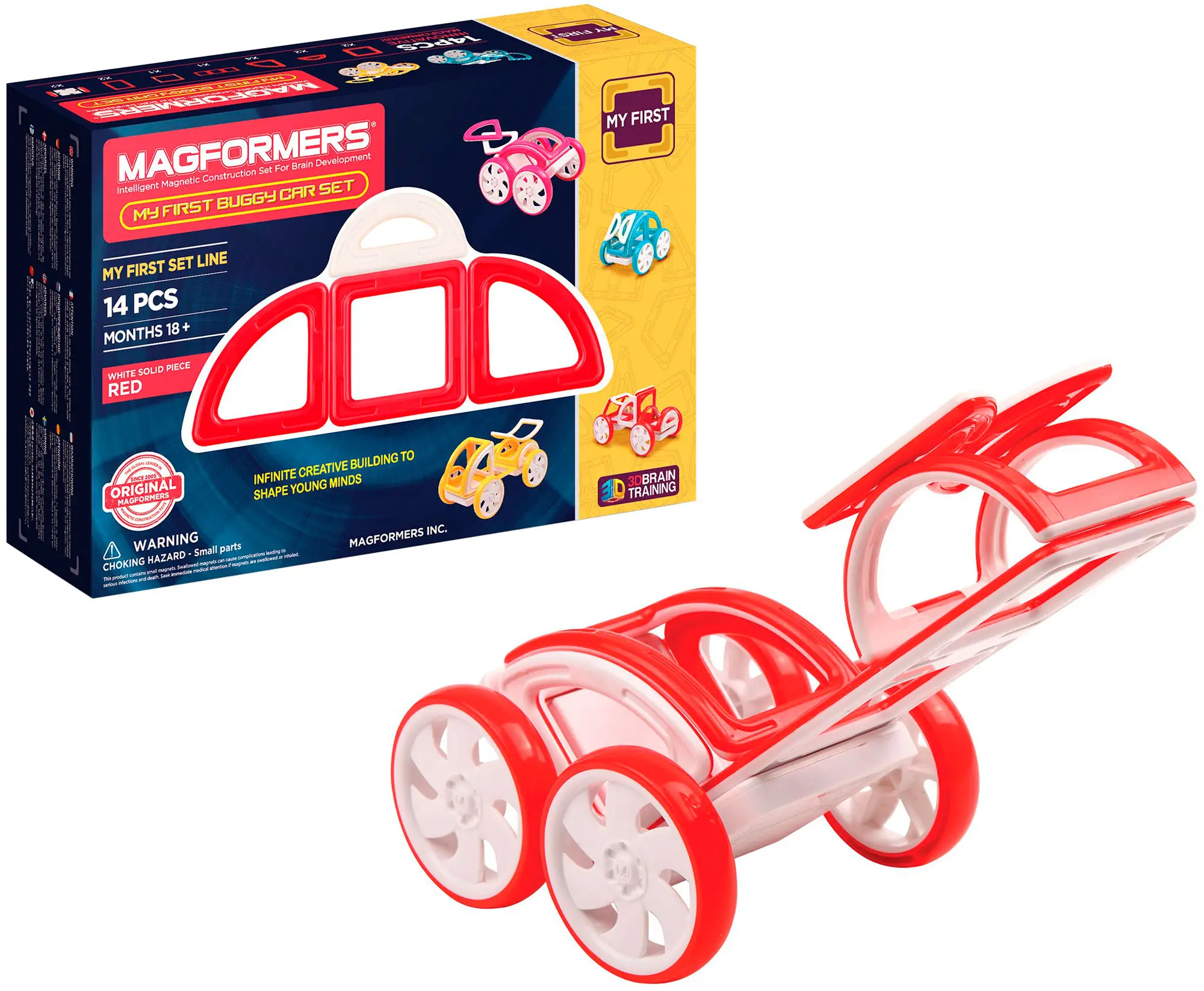 Магнитный конструктор Magformers 702006 My First Buggy красный 14 деталей