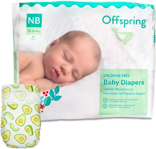 Подгузники Offspring, NB 2-4 кг, 26 шт, расцветка Авокадо