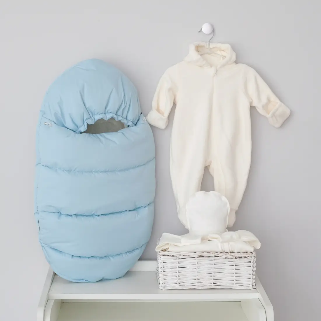 Комплект на выписку KiDi 5 предметов Зефир, зимний, голубой 18, 56-62 см