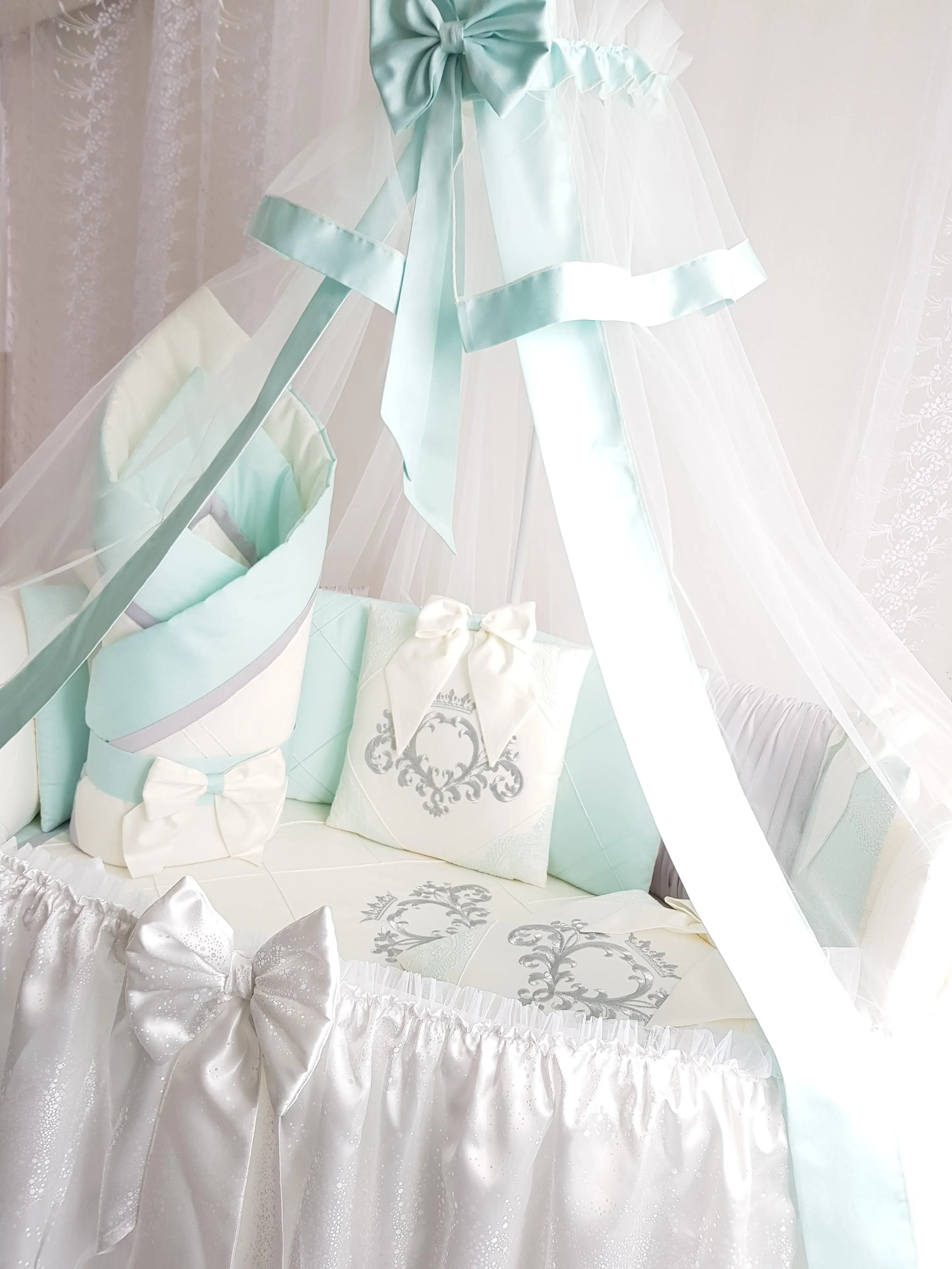 Набор в круглую кроватку Eco Line Stella ментол