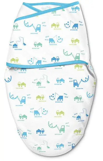 Конверт на липучке Swaddleme®Luxe Whisper Quiet голубые/зелёные машинки размер S/M