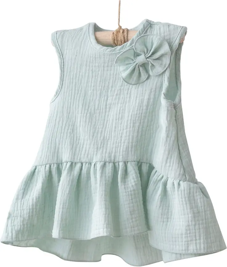 Платье KiDi kids без рукавов, с воланом, полынь, размер 26, рост 80-86 см