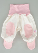 Фотография товара Ползунки на рибане Фабрика Бамбук внш нашивки розовый, молочный 68