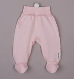 Ползунки на широкой резинке (дутыши) органик Наследник Выжанова интерлок однотонный, вышивка, розовый 62