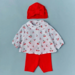 Фотография товара Кофточка, лосины, шапочка-чалма Little Star Вишенки белый, красный 80