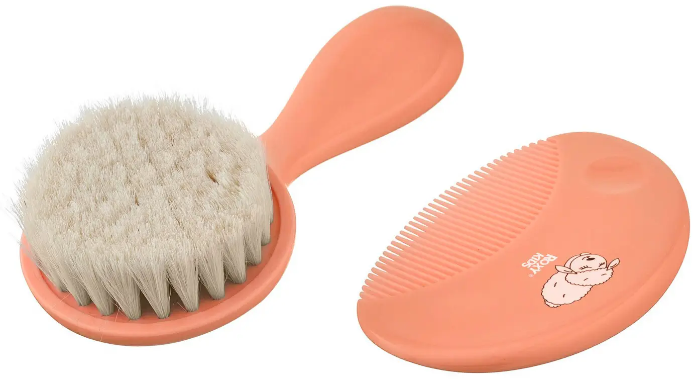 Мягкая расческа-щётка и гребешок Roxy Kids Ворс из овечьей шерсти, персиковый