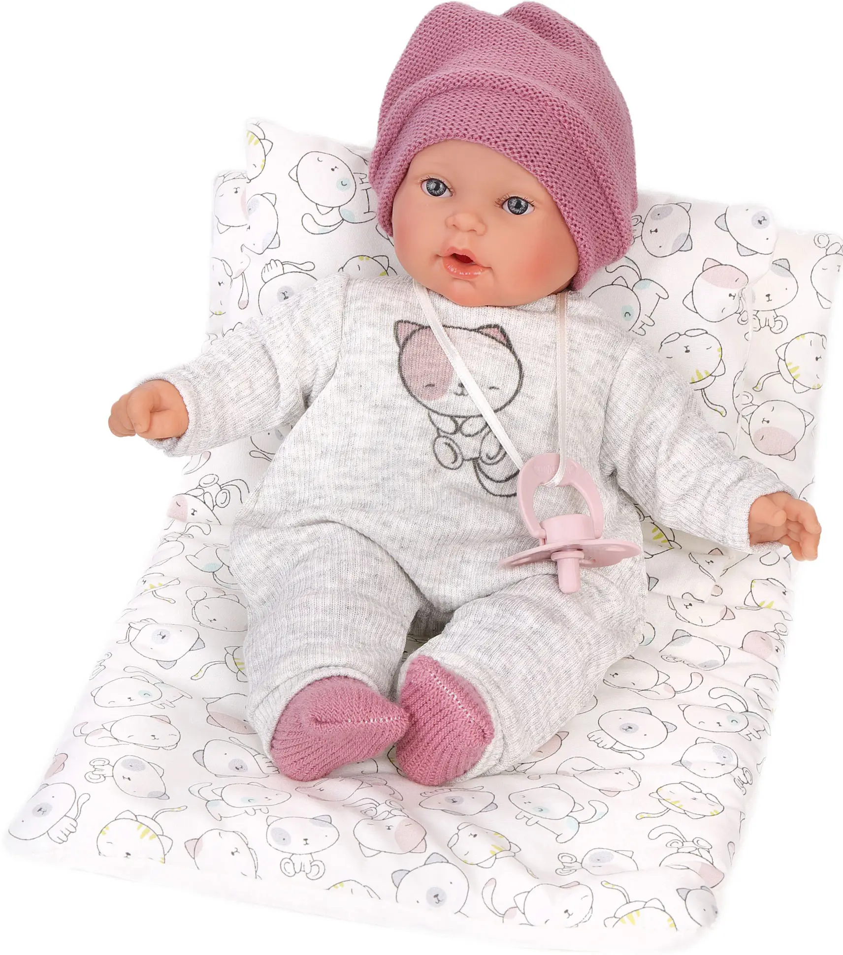 Кукла озвученная Памела в сером Antonio Juan, 27 см, плачет, мягконабивная