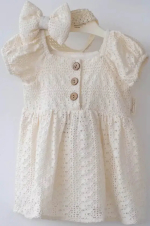 Фотография товара Платье Наследник Выжанова, повязка в подарок, цвет натуральный, р. 6-9 мес