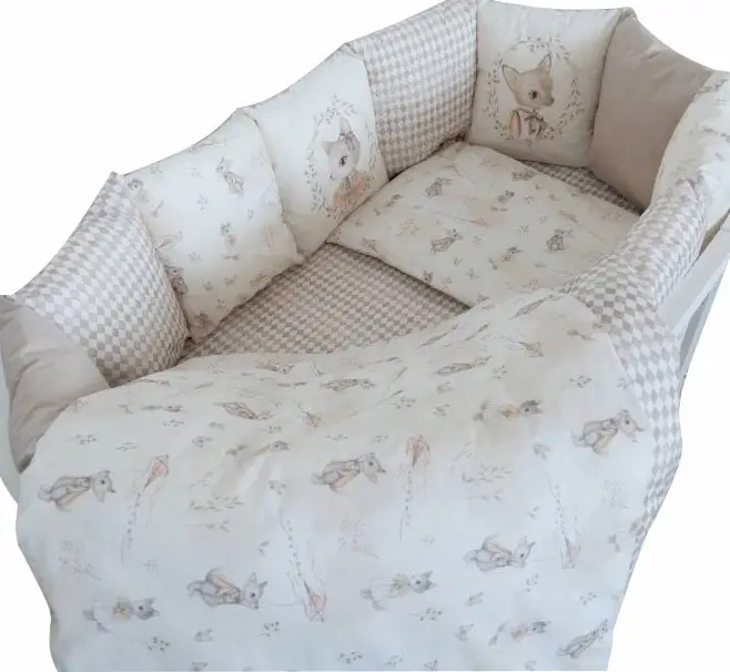 Комплект Винтаж 6 предметов для овальной и круглой кроватки Lappetti Garden, медовый