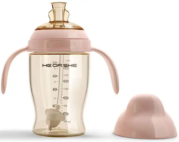Поильник из силикона и пропилена и пластика Heorshe, объём 280 мл, розовый