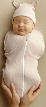 Фотография товара Пеленка-кокон на молнии с шапочкой Amarobaby Fashion, шампань, р.56-68