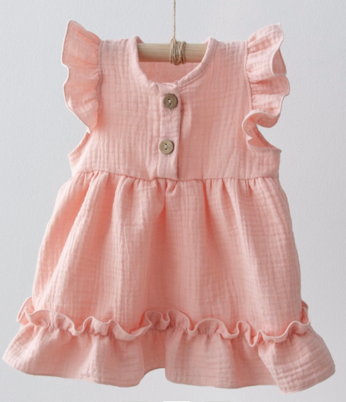 Фотография товара Платье с крылышками "Муслин",коралл, лето (р. 24 (рост 74-80см))