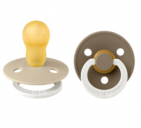 Фотография товара Набор пустышек латексных BIBS Colour, 2 шт. - Vanilla/Dark Oak, 18+ мес.