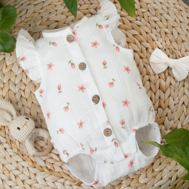 Фотография товара Боди с крылышками на пуговицах "Муслин", тюльпанчики (р. 16 (рост 50-56 см))