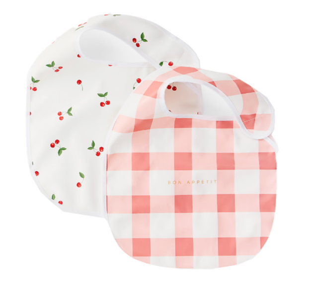 Фотография товара 16018, Нагрудный фартук на липучке, 2 шт. (checkered pattern and cherry)