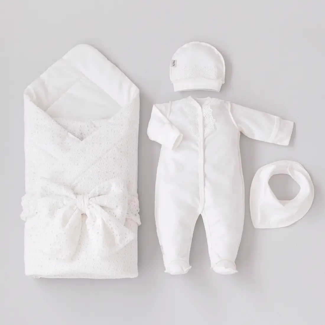 Комплект на выписку 5 предметов KiDi Ришелье, лето, шампань 56 см