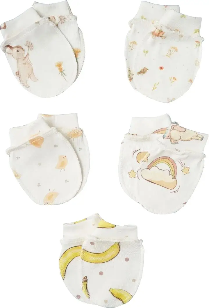 Антицарапки Little Sta, р. 56, 5 пар, интерлок, крем, №8, для мальчиков