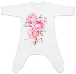 Комбинезон на кнопках Luxury Baby Пионы белый 74