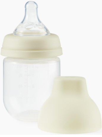 10030, Бутылочка с крышкой и силиконовой соской, 125 мл (cream)