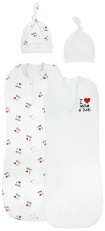 Фотография товара Кокон на молнии AmaroBaby Love c шапочкой, белый, 2 штуки 68-74