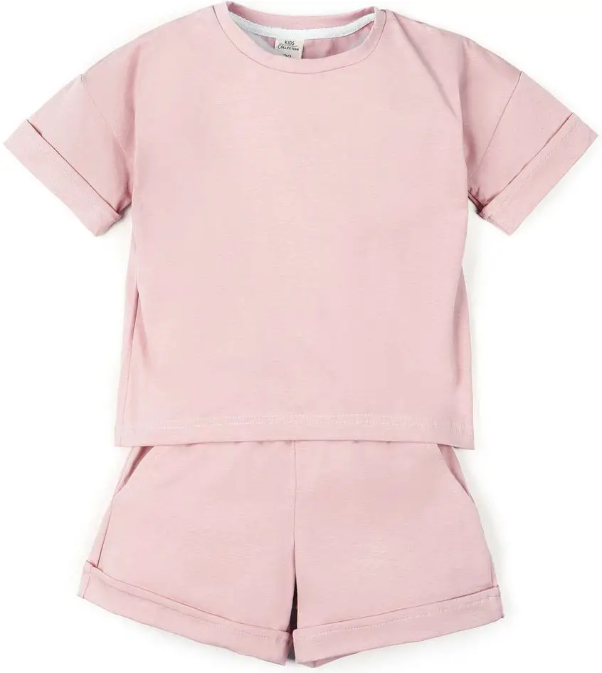 Костюм детский Amarobaby Jump футболка, шорты, пудровый, размер 98-104