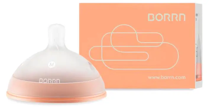 Силиконовая сменная соска для бутылочки для кормления BORRN с переменным потоком, оранжевая 6 месяцев+