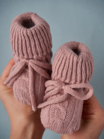 Фотография товара Носочки вязаные Little Star с завязками розовый вереск 10 см