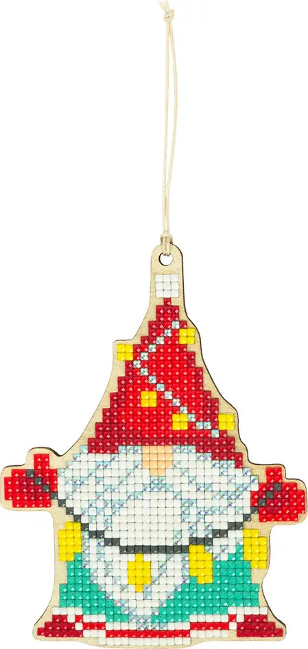 Кристальная мозаика Фрея подвеска Гномик с гирляндой, 13x9.5 см