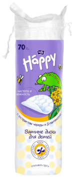 Ватные диски для детей Bella baby Happy с экстрактом череды и Д-пантенолом 70 шутк