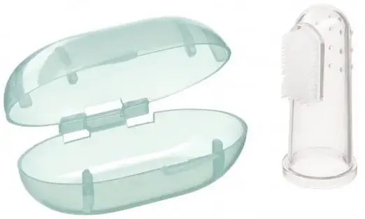 Щётка зубная на палец Happy Baby с футляром aqua