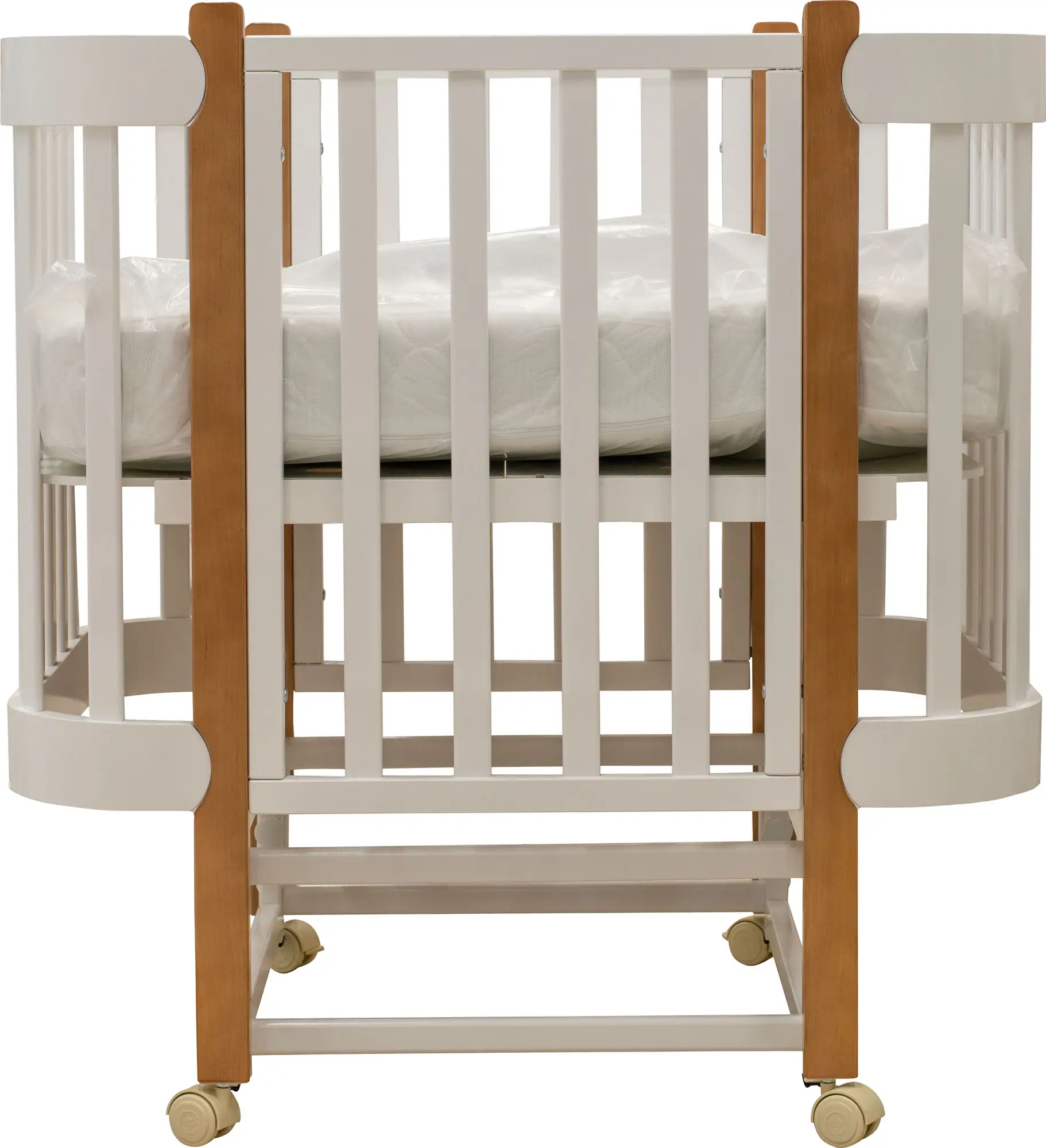 Кровать Incanto трансформер 3в1 маятник продольный, цвет белый, стойки бук