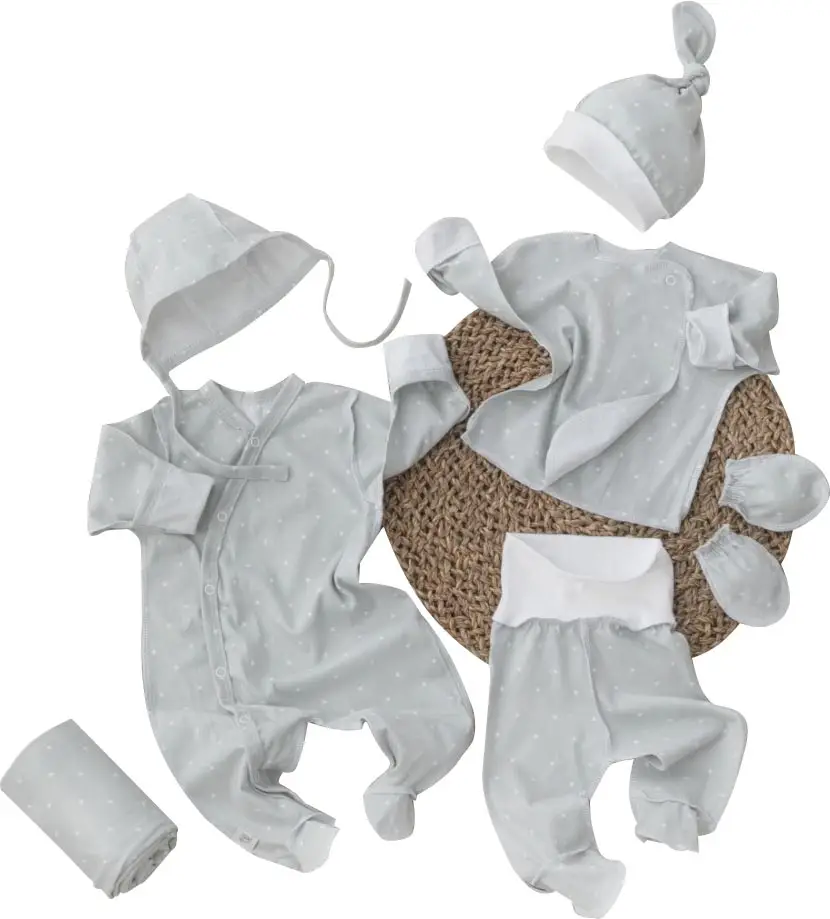 Комплект на выписку 7 предметов Ассорти Звёзды молочные KiDi kids, размер 18, рост 56-62 см