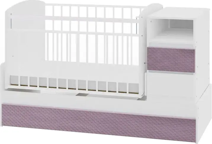 Кровать-трансформер Дива Фаворит Островок уюта, белый, розовый велюр