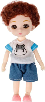 Alisa Kawaii mini 1Toy Кукла 15,2 см с расчёской короткие тёмные кудрявые волосы Alisa Kawaii mini 1Toy Кукла 15,2 см с расчёской короткие тёмные кудрявые волосы