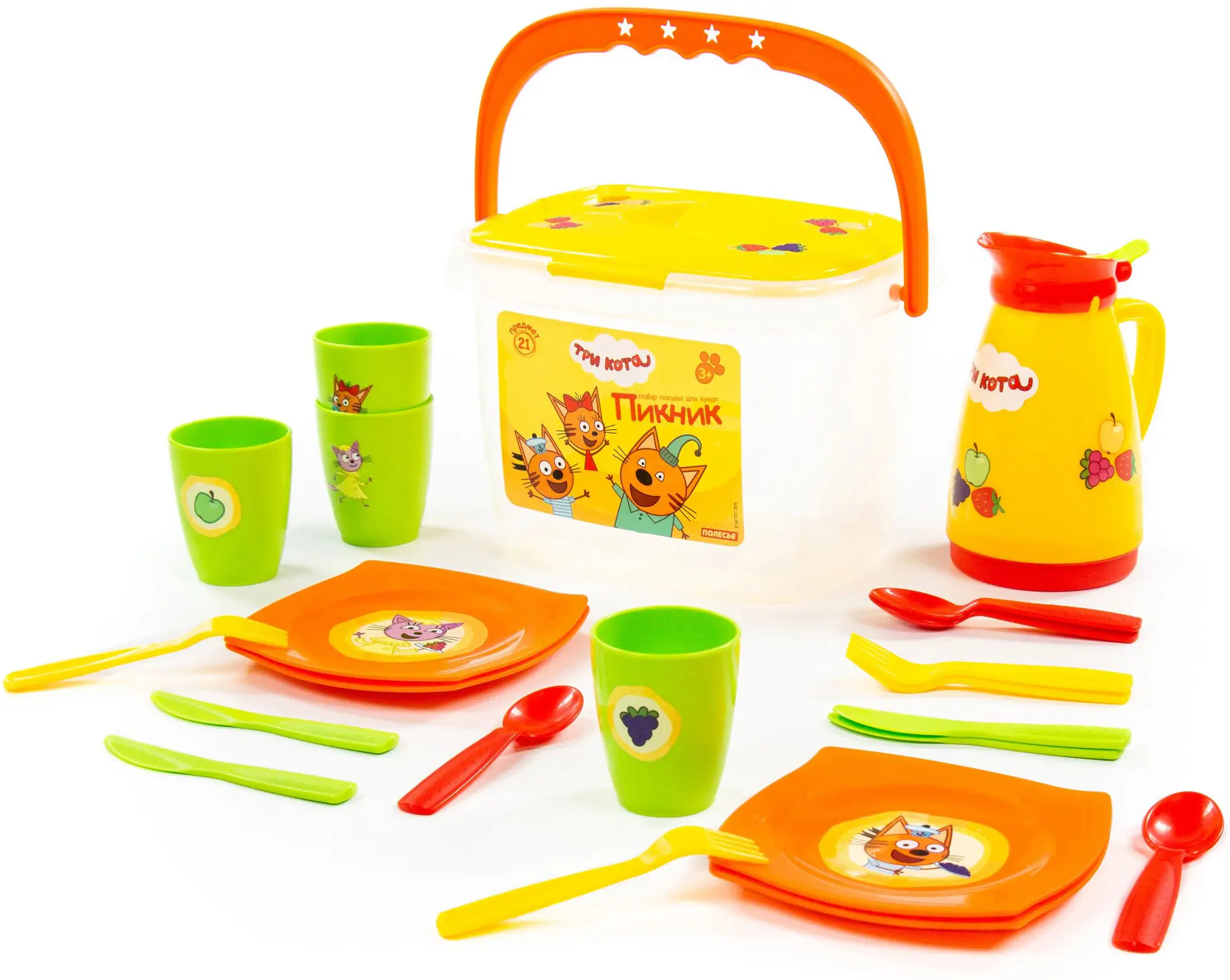 Полесье Набор посуды для кукол Пикник Три кота, 21 элемент