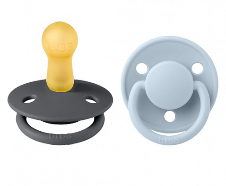 Фотография товара Набор пустышек латексных BIBS De Lux, 2 шт. - Iron/Baby Blue, 6+ мес.