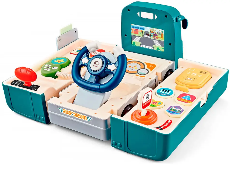 Игровой набор Pituso Автомобилист-Школьный музыкальный автобус голубой