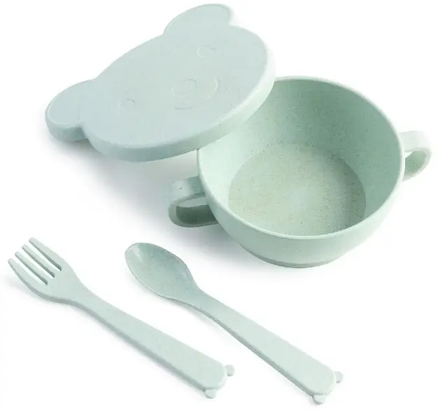 Набор детской посуды Little Angel Bear 3 предмета зелёный