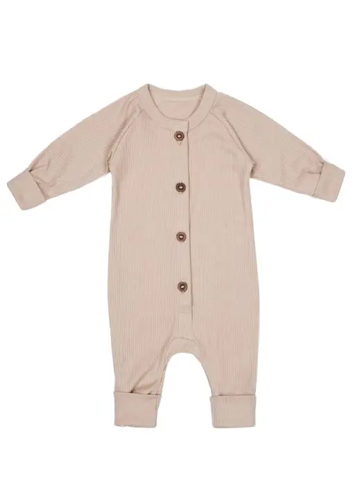 Комбинезон на пуговицах детский Amarobaby Fashion, бежевый, размер 80