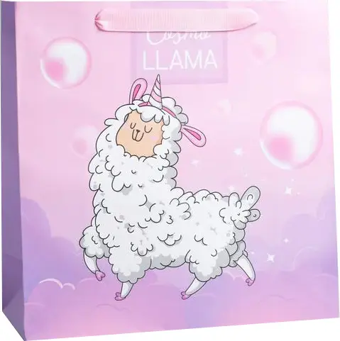 Пакет ламинированный квадратный Cosmo Llama, 30х30х12 см, 5226254