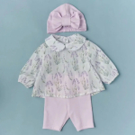 Фотография товара Кофточка, лосины, шапочка-чалма Little Star Лавандовое поле крем, лиловый 68