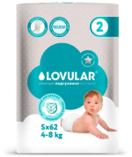 Фотография товара Детские подгузники Lovular Hot Wind S 4-8 кг, 62 штуки