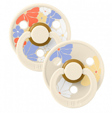 Фотография товара Набор пустышек латексных BIBS Studio Colour, 2 шт. - Morning Bloom - Ivory Mix, 0+ мес.