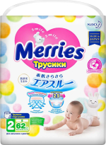 Трусики Merries 62 штуки S 4-8 кг